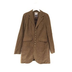 Free People Houndstooth Green Blazer Jacket Size 4